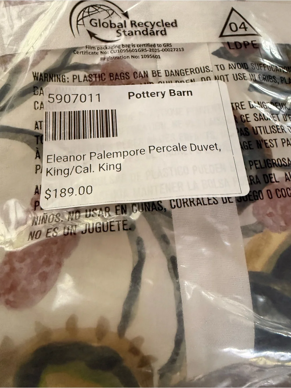 Pottery Barn Eleanor Palempore percale King/Cal King cotton Duvet NEW